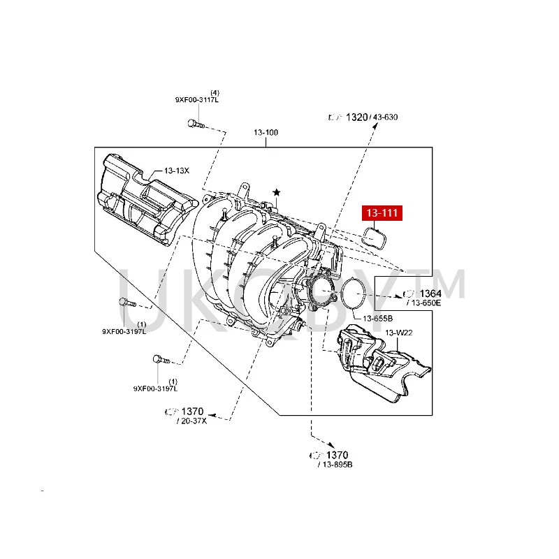 PE7W13111 Suitable for Ma zd a Atenza CX-4 CX-5 Inlet manifold gasket, rubber ring, intake duct sealing rubber ring