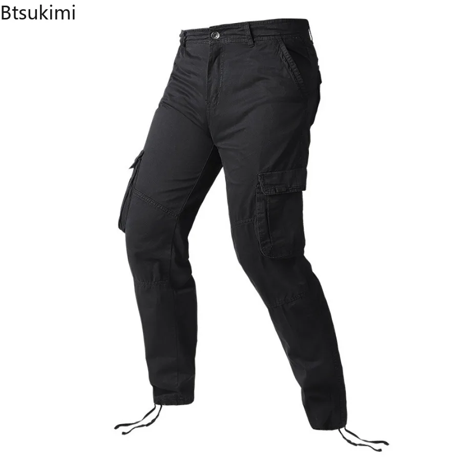 2024 Autumn New Men's 100% Cotton Cargo Pants Outdoor Tactical Training Jogger Pants Multi-pockets Straight Casual Trousers Male