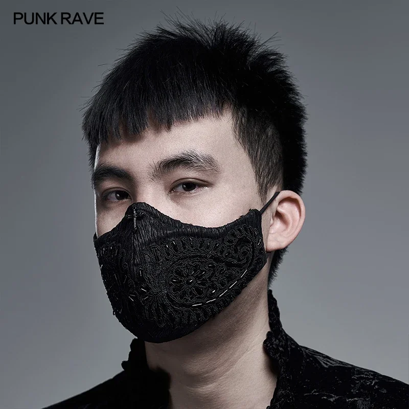 PUNK RAVE Men Women Gothic Gorgeous Royal Style Mask Inner Side Use Soft Mesh Knitted Club Accessories Adult Mouth Covering