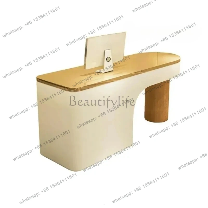 

Cream Wind Beauty Salon Front desk checkout page Small reception desk Clothing store Stainless steel counter
