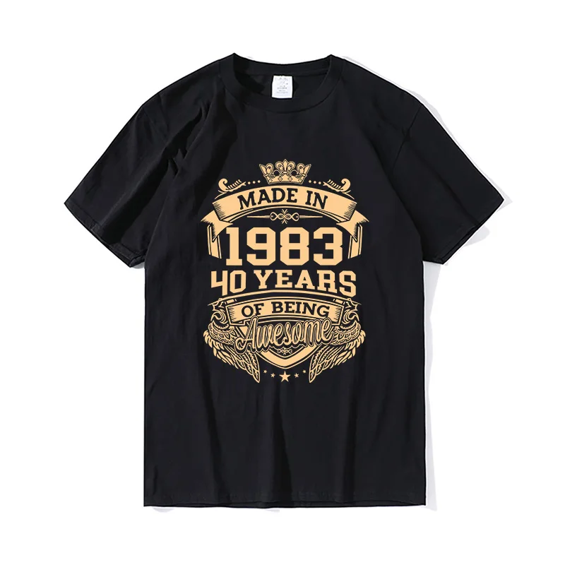 Unisex Made In 1983 40 Years Of Being Awesome 40th Birthday T-Shirt Gift Men's Clothing Tee Streetwear Novelty Casual Harajuku