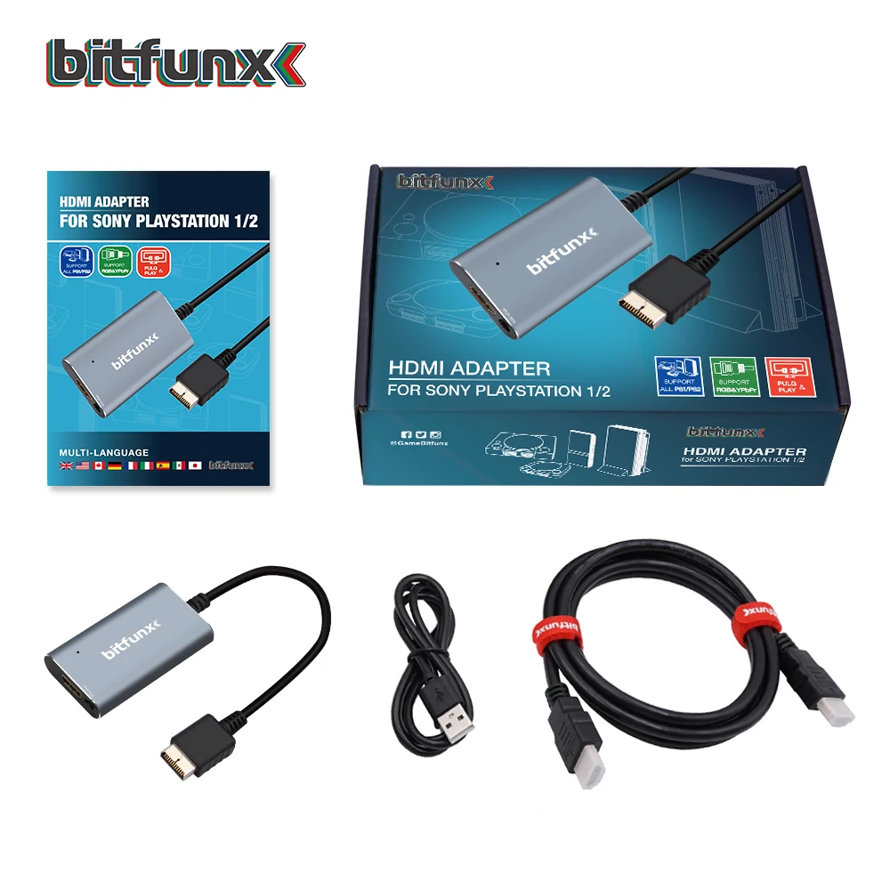 Bitfunx RGB YPBPR to 1080P HDMI-Compatible Converter For PS2 PS1 PS One PlayStation Game Consoles With RGB to YPbPr Switch