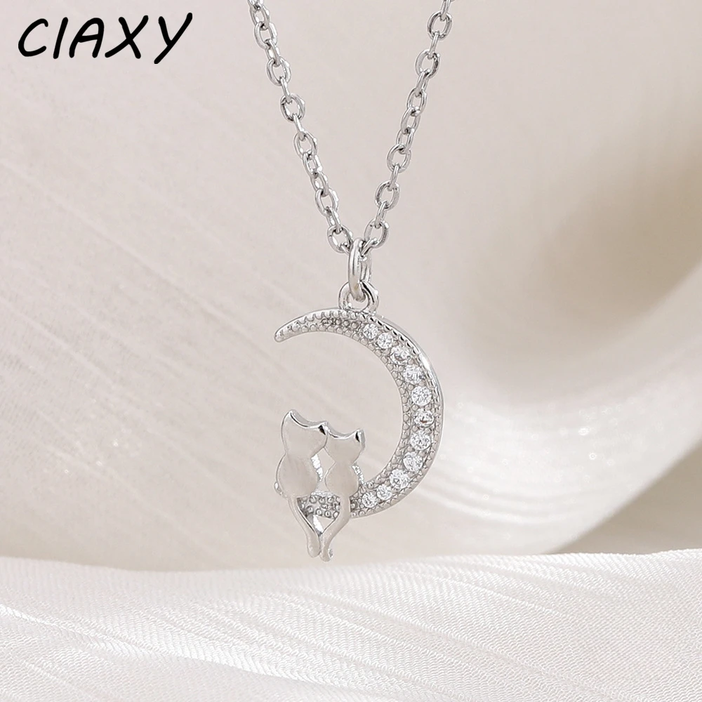 2023 New In Moon Cat Pendant Women's Neck Necklace Charms Animal Best Friend Initial Dangle Choker Valentine's Day Jewelry Gift