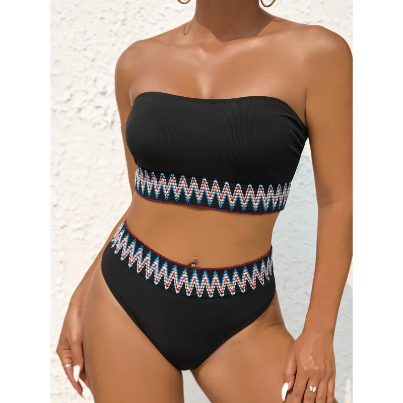 2025New Style Two-Piece Swimsuit for Women Solid Color SexybikiniBikini Swimsuit