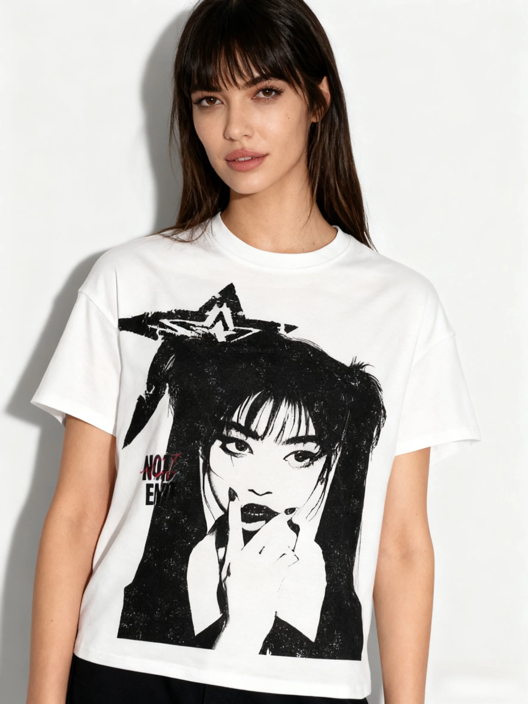 

Повседневная хлопковая уличная одежда в стиле ретро, летние топы, женская одежда, готическая футболка большого размера с короткими рукавами в стиле Харадзюку с крестообразным графическим принтом