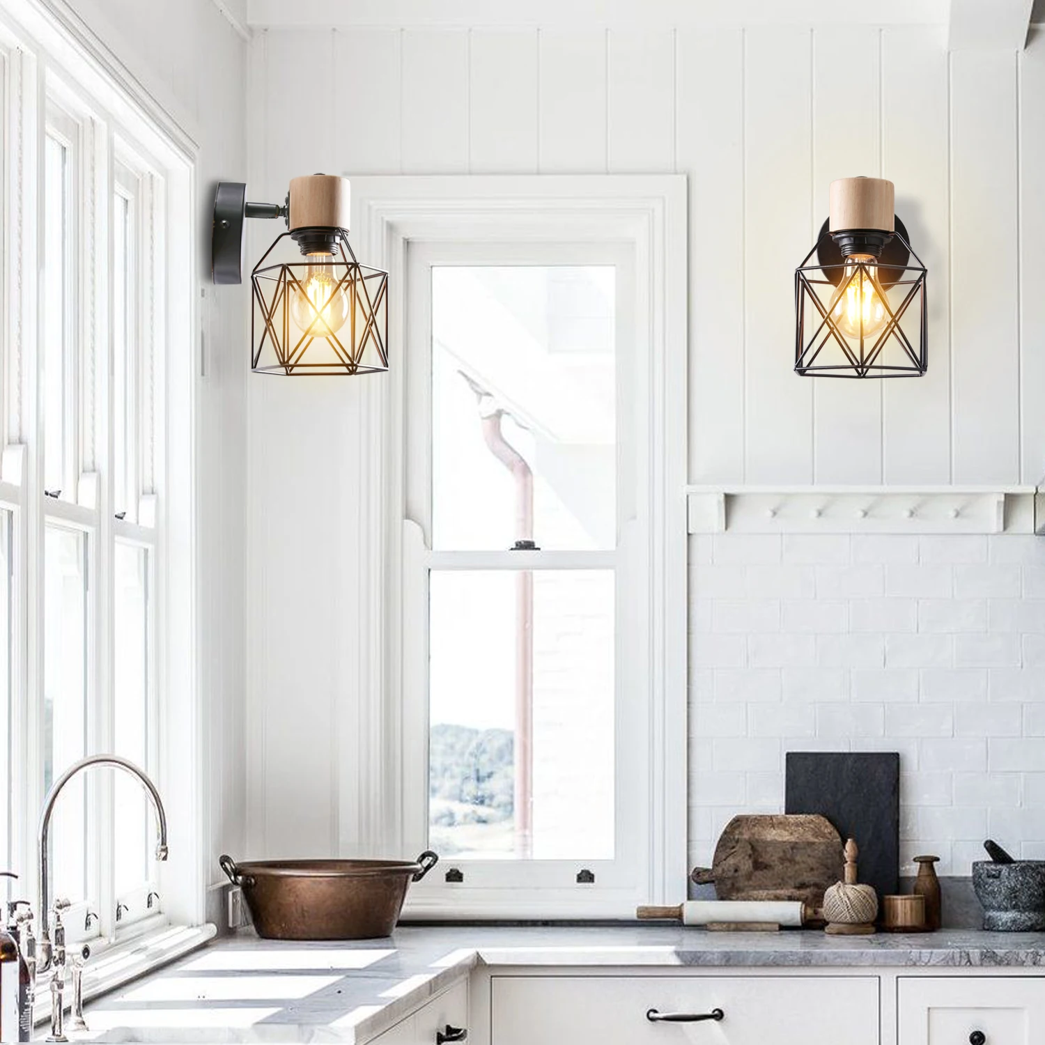 Vintage Wall Light Shade Industrial Ceiling Lamp Retro Loft Wall Sconce Cafe Bar Indoor Lighting Living Room Home Decor E27 LED