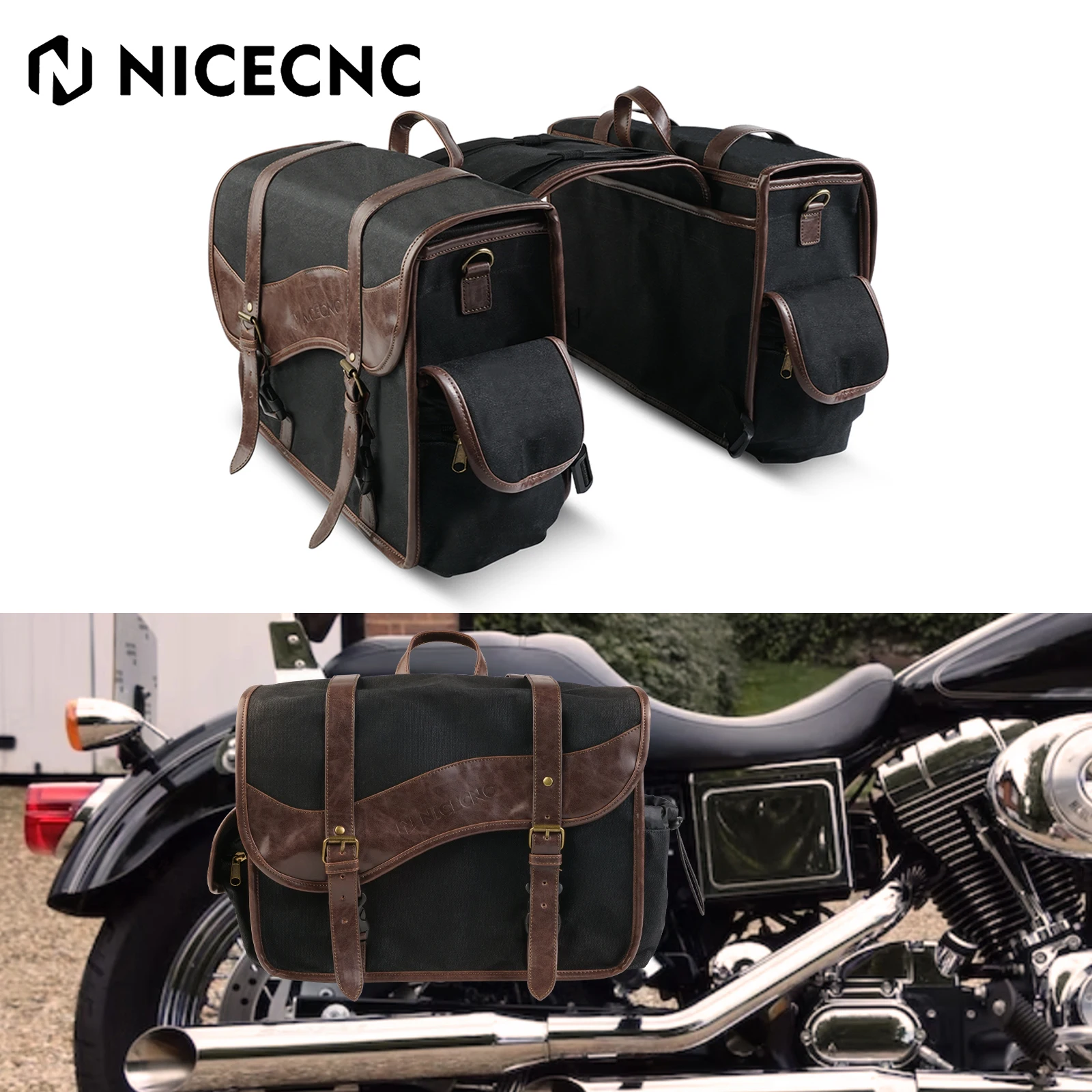

Universal Motorcycle Saddle Bag Side Luggage Pannier 30L For Harley Touring Softail Dyna Sportster 883 1200Yamaha Honda Kawasaki