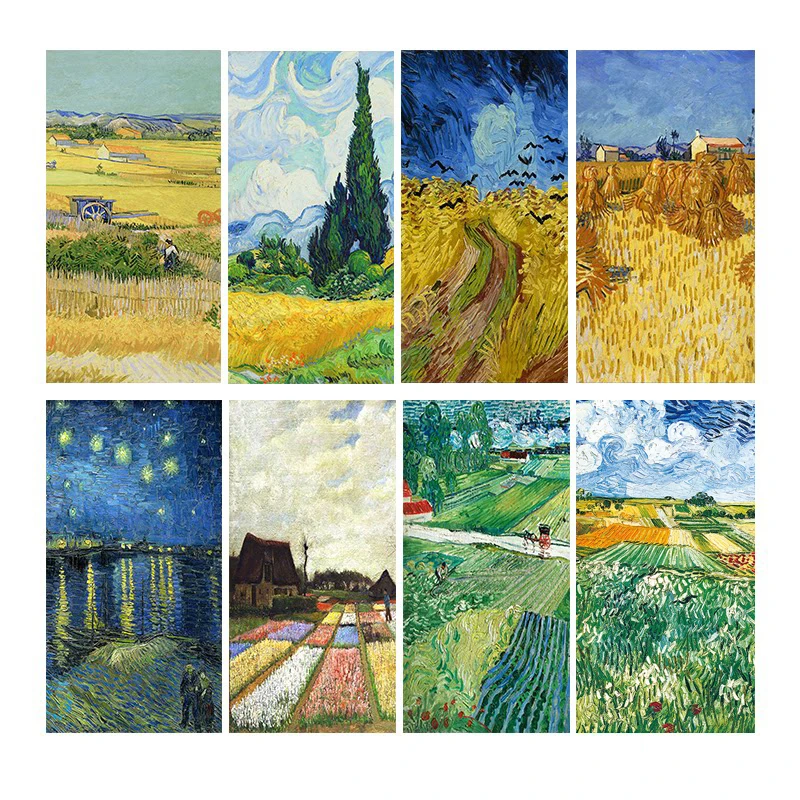 Van Gogh Harvest Canvas Poster Wheat Field Famous Painting Starry Night Over Rhone Cafe Terrace Oil Scene Restaurant Wall Decor