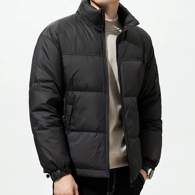 Black Color Stand Collar Duck Down Jackets 2025 Autumn WInter Men's Warm Short Puffer Coat Outwear Windproof Paaded Top Clothing