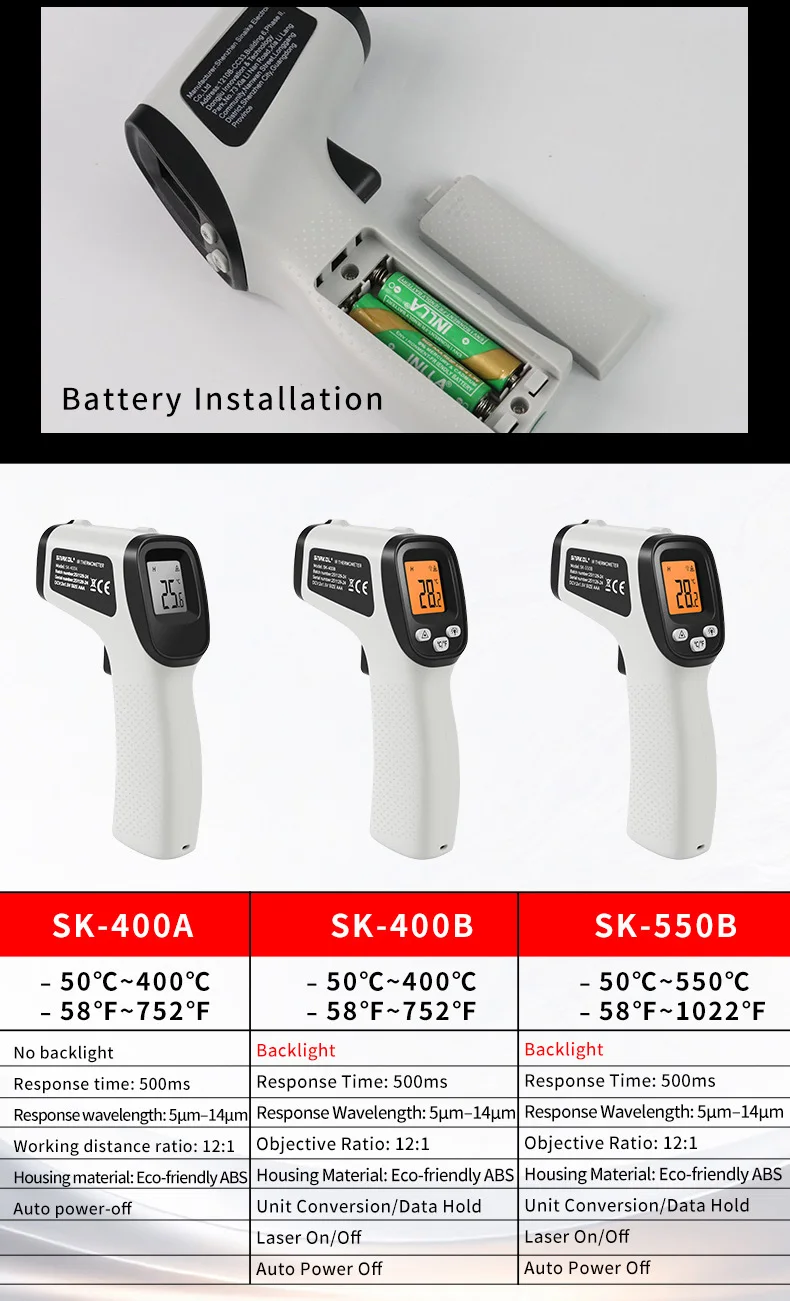 

SNAKOL Non-contact Infrared Thermometer | Industrial-grade Precision, Laser Backlit Display, Rapid Response Temp Measurement