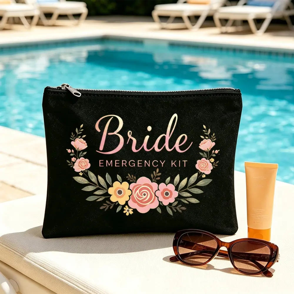 1pc Makeup Cosmetic Bag and Toiletry Pouch Gift Bag Women Bride Emergency Kit Floral Makeup Bag Bridal Gift for Mom Friends