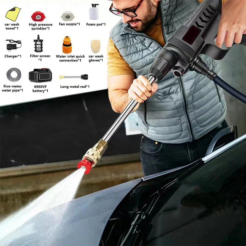 Rechargeable Washing Wireless High Pressure Washer Self Priming Sustain 300W Car Wash Water EU Plug