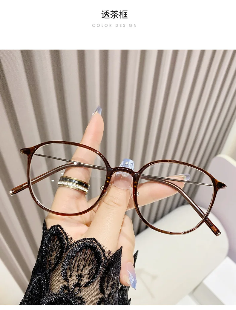Presbyopie-Brille mit PC + Metallrahmen, runde Schildpatt-Anti-Blaulicht-Brille, 0 Grad, kann zur Dekoration verwendet werden – Detail 13