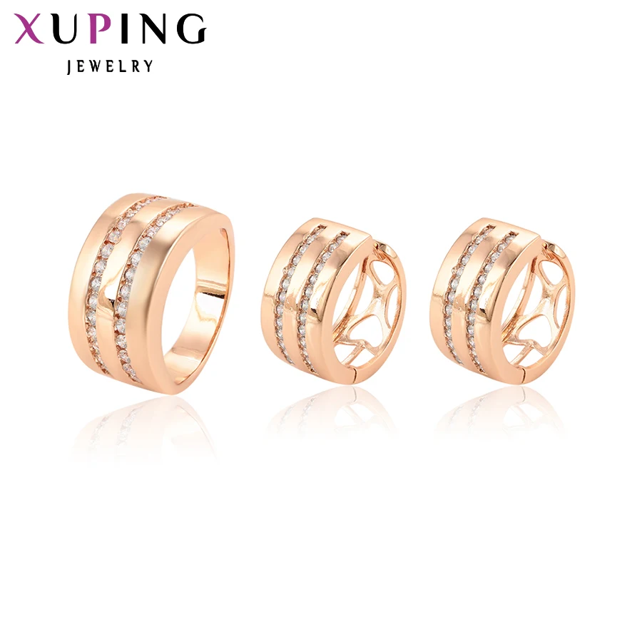 Xuping  Jewelry Rose Gold Color Fashion Europe Style Earring and Ring Jewelry Sets  for Women Mother's Day Gift 64980