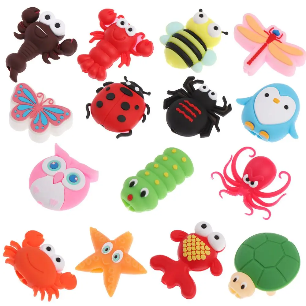 Silicone Case Data Line Cover Insect Shape Wire Cord Protector Animal Wired Earphone USB Charger Cable Protectors