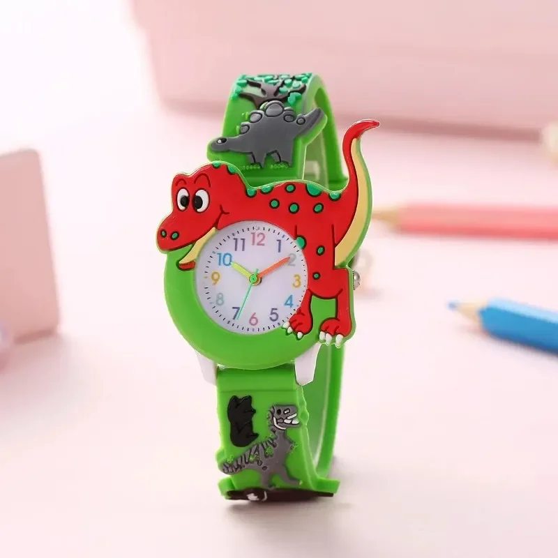 Jam tangan anak-anak kartun, Dinosaurus 3D tali silikon Tyrannosaurus Rex, jam tangan siswa anak-anak, jam tangan anak-anak 2024