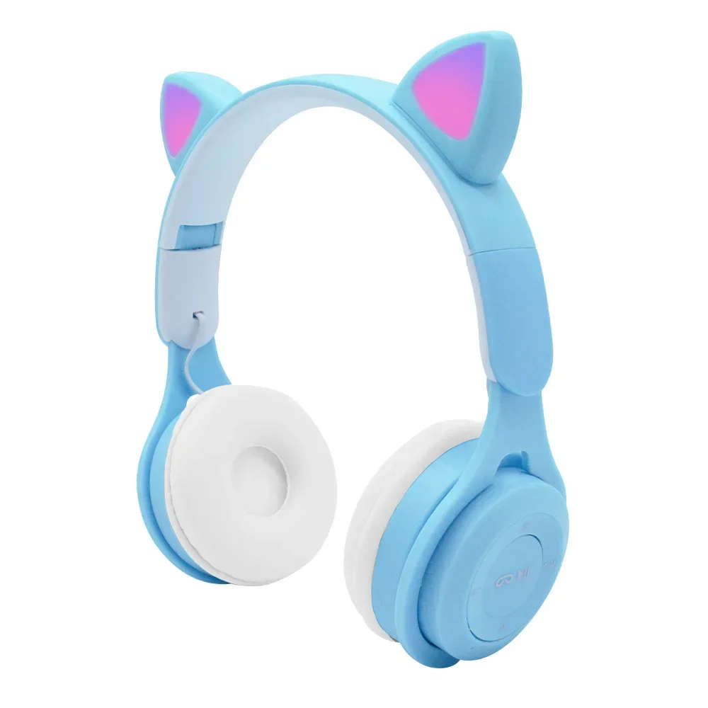 Wireless Headphones Best Gift Flash LED Rabbit Ear BT 5.0 HIFI Stereo Kids Headset Support Wired Earphone 3.5mm Plug with HD Mic