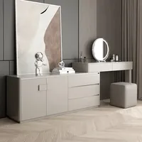 Simple Minimalist Vanity Tables Gray Adult Folding White Mirror Drawers Dressers Makeup Cabinet Set Coiffeuse Bedroom Furniture