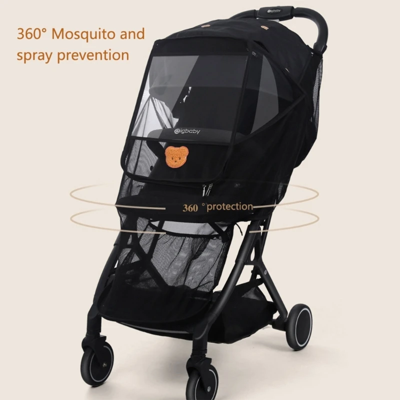 Portable Mosquito Net for Stroller Baby Stroller Sun-shade Stroller Mosquito Net Full-Cover Zipper Mesh Stroller Cover