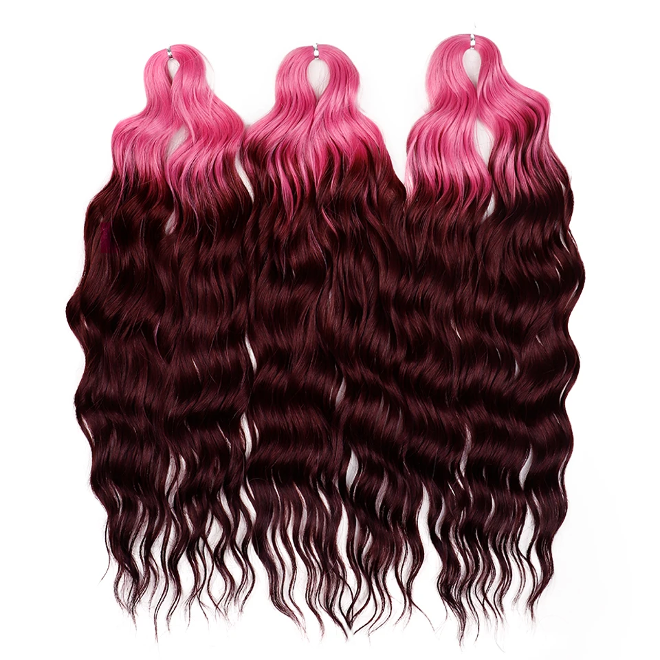 FREEDOM Synthetische Lockige Flechthaarverlängerungen 24 Zoll/60 cm Lang Tief Gewellte Twist-Häkelzöpfe Haar Ombre Braun Regenbogenhaar – Detail 11