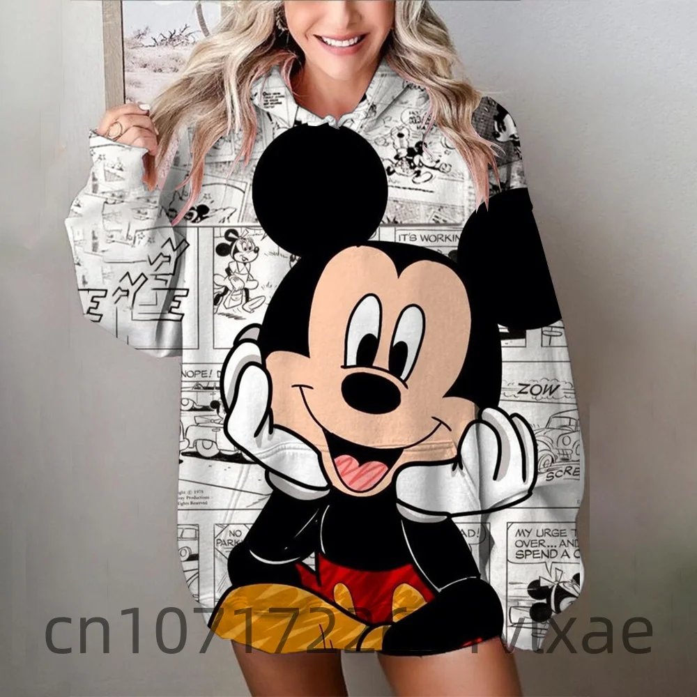 

Disney Mickey and Minnieouterwears Street Minimalist Style Fashion 3D Pullover casual sweatshirt y2k clothes long sleeve top