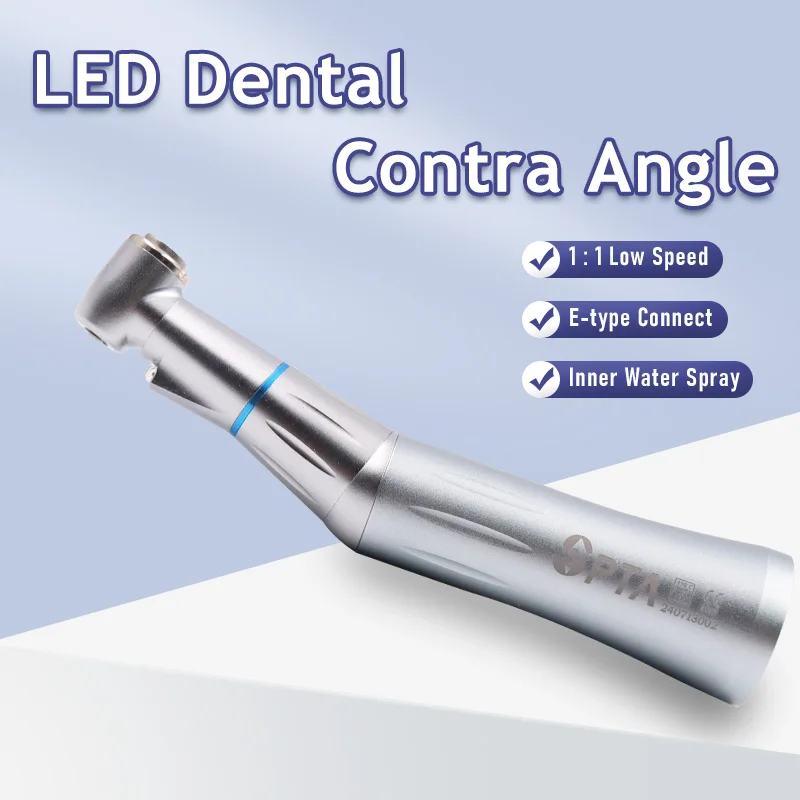 

Dental Low Speed Kit 1:1 Internal Water Spray LED Contra Angle Air Turbine Handpiece E-type Push button New Light E-generator