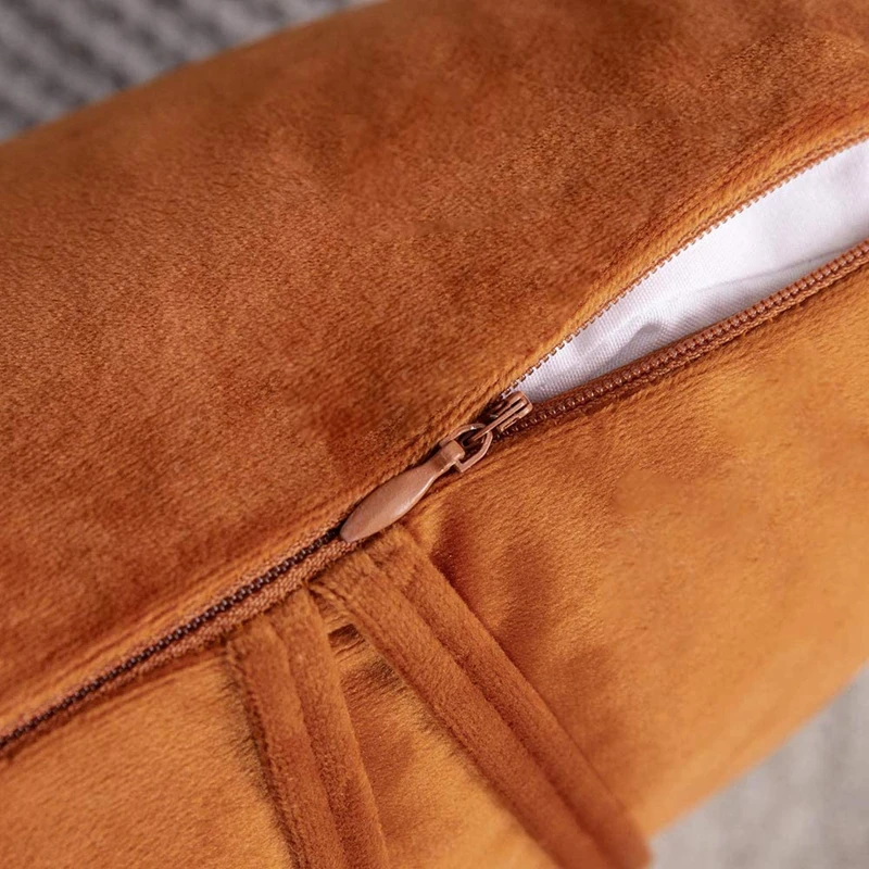 Orange Velvet Pillow Cover 30x50cm 45x45cm 50x50cm Lumbar Pillowcase Pleated Cozy Soft Cushion Cover Farmhouse Home Décor Cojine
