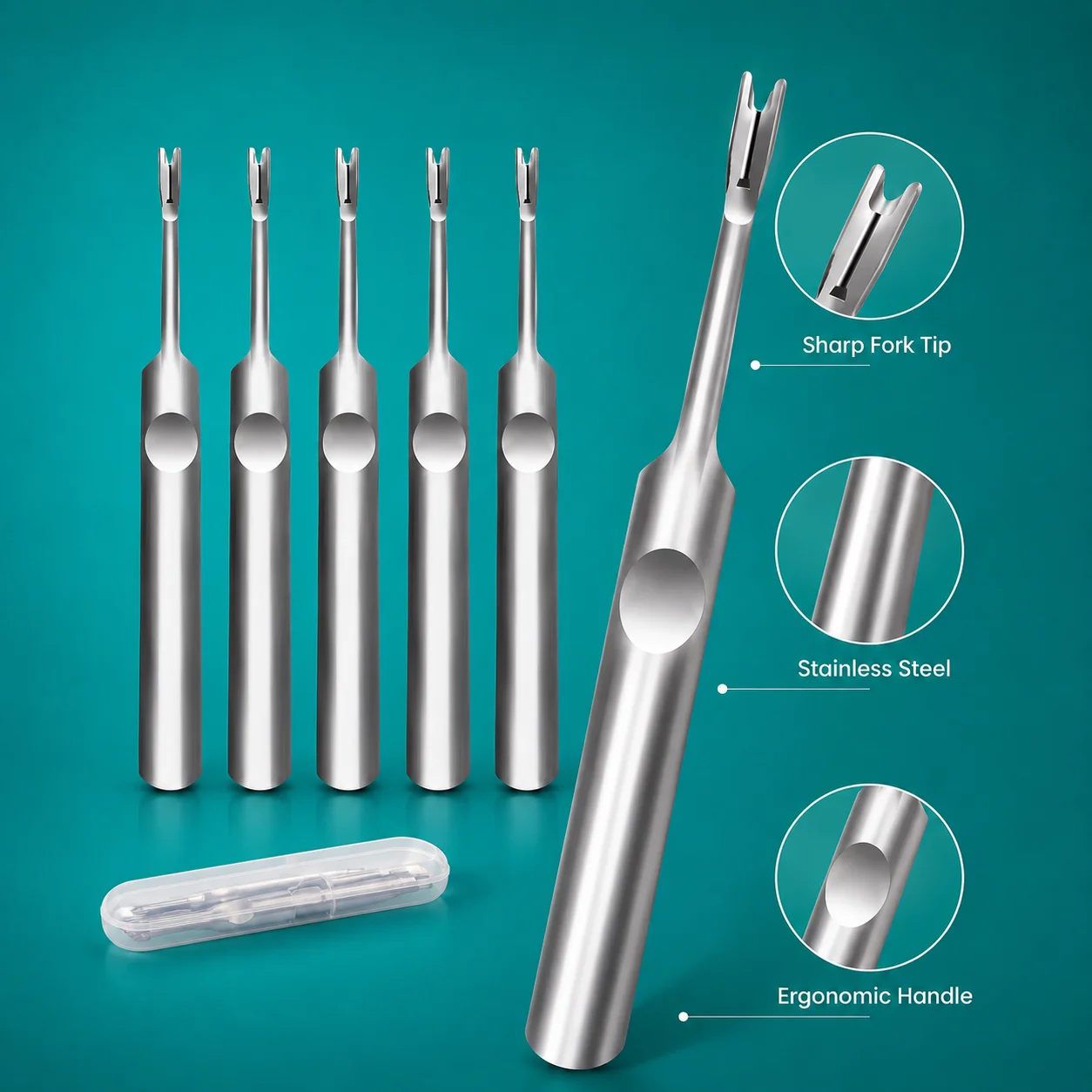 Professional Stainless Steel Cuticle Pusher and Trimmer Set, 1/5 Piece Set of Cuticle Remover and Cuticle Cleaning Tools, with Easy-Grip Concave Handle and Storage Box, Nail Art Accessories, Unisex Manicure and Pedicure Care Set, Home Salon Travel Gift, Autumn Essential, Halloween and Christmas Gift