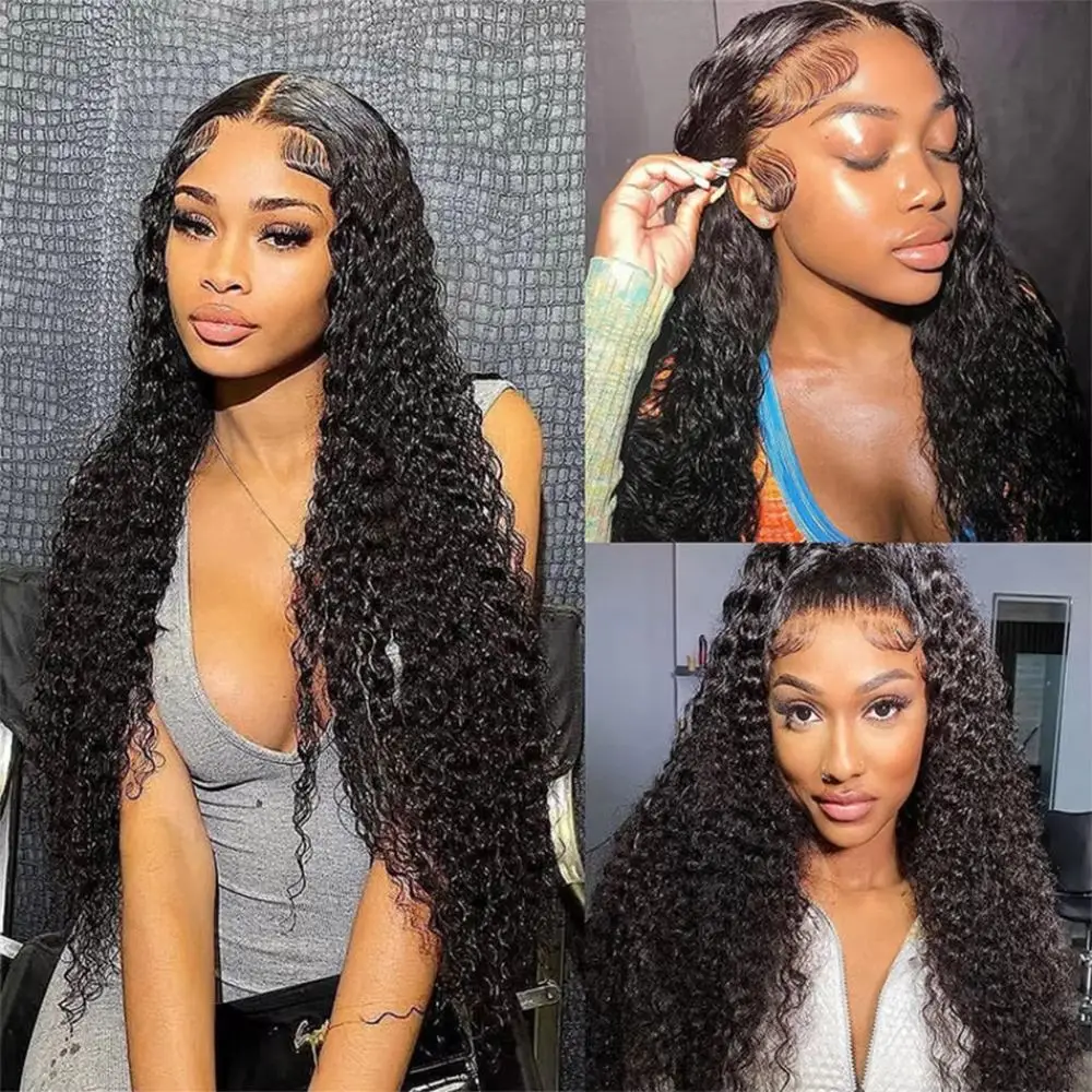 Deep Wave Bundles Human Hair 1/3/4 Natural Black deep Wave Human Hair Bundles Brazilian Hair Weave Bundles Extensions Natural