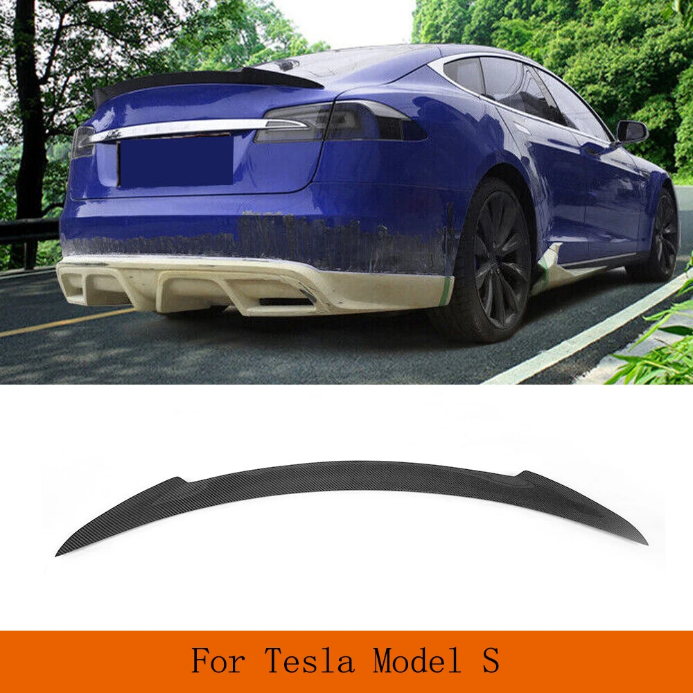 

Carbon Fiber / FRP Car Style Car Rear Trunk Boot Spoiler Lip Wing for Tesla Model S Sedan 4-Door 2012 - 2019 Rear Racing Spoiler