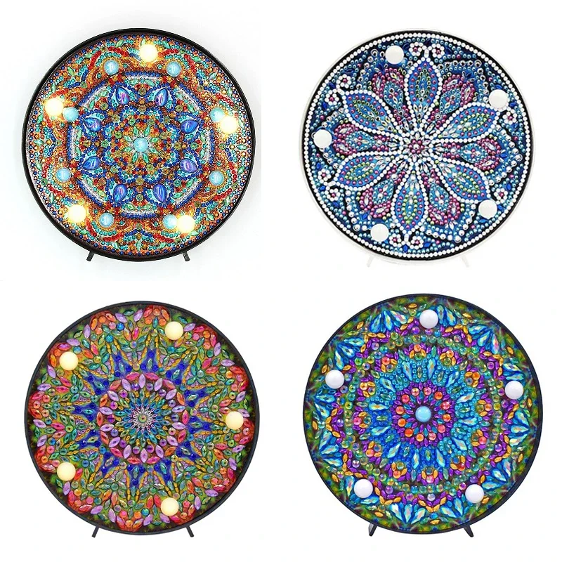 DIY Mandala LED Diamond Painting Light Box Cross Stitch Embroidery Lamp Full Special Drill LED Lamp Rhinestones Home Decoration