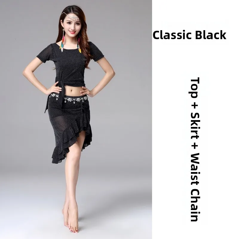 

Новинка 2024, тренировочный наряд для танца живота, женский комплект с юбкой для начинающих, сексуальный комплект для восточных танцев, летняя сова