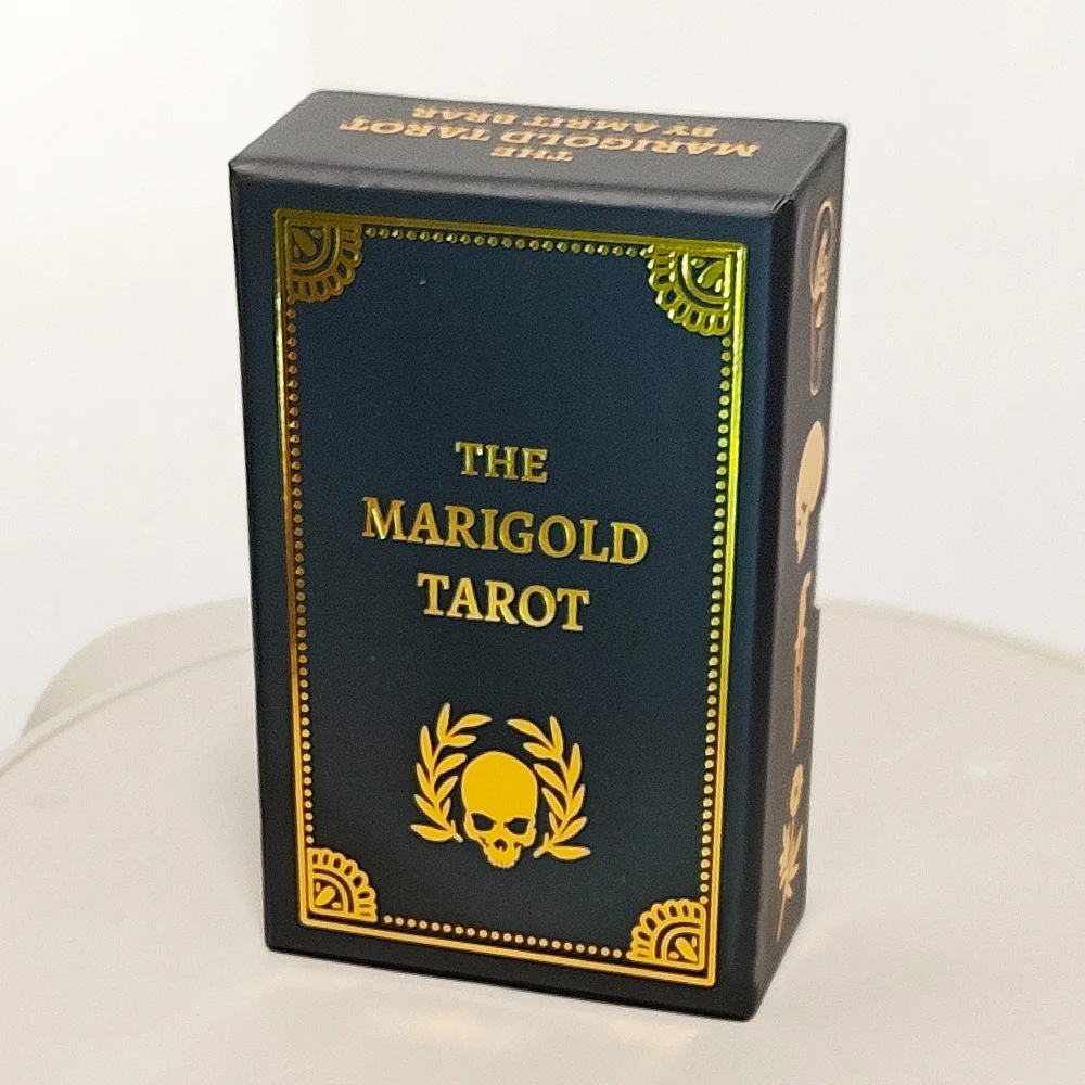 Baraja de Tarot Marigold de 78 Cartas, Diseño de Calaveras en Negro y Dorado, Inspirada en Rider-Waite, Versión en Inglés