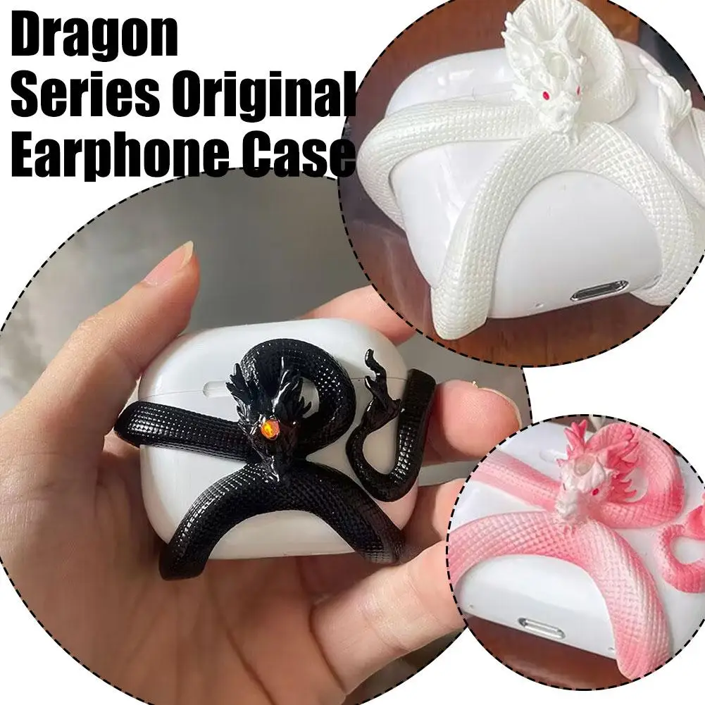 Dragon-shaped Earphone Protective Case For Airpods4/pro 2/3 Hollow Heat Dissipation Creative Resin Dragon-shaped Earphone S G6K5