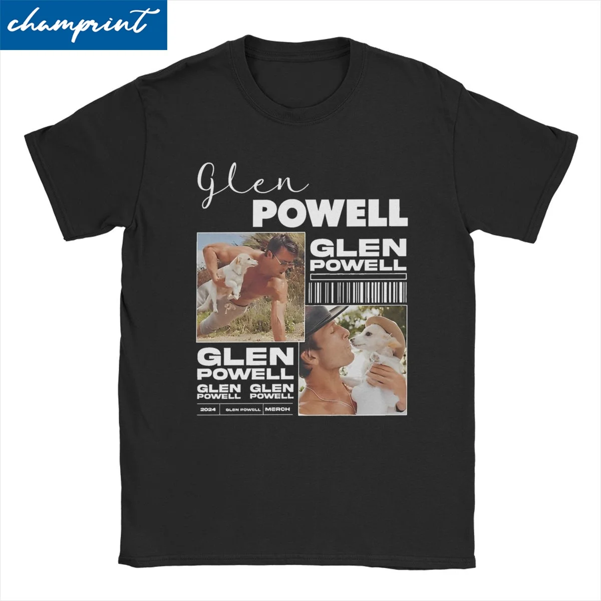 Glen Powells Rretro T Shirt for Men Women Cotton Funny T-Shirt Round Collar Tees Short Sleeve Clothing Original