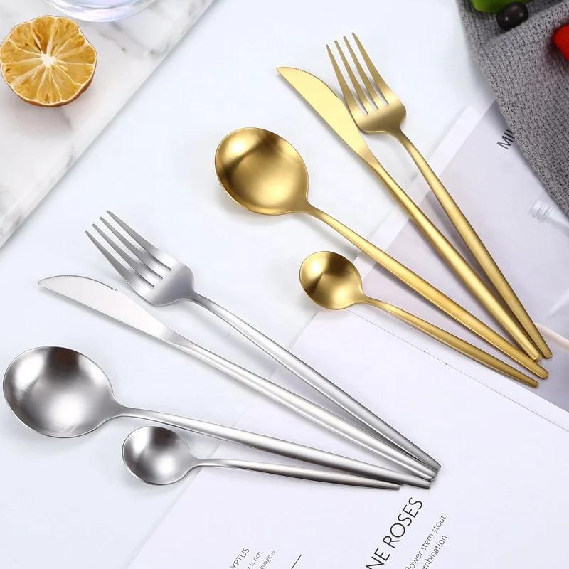 Luxury 4 PCS Set Dinnerware Spoon Knife Fork Teaspoon Stainless Steel Cutlery Flatware Set for Home Hotel