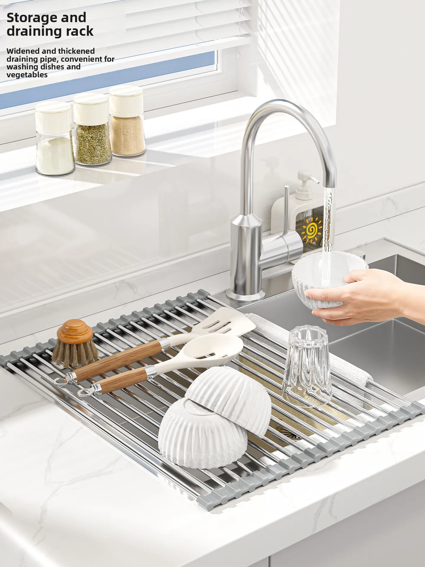 

Stainl Steel Kitchen Sink Drainer Ra Diware Holder Foldable Modern Simple Sle No Installation Required