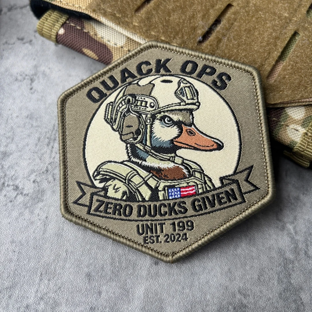 "Quack Ops" Taktischer Enten-Stickerei-Aufnäher mit Klettverschluss für Rucksack, Weste, Hut und Kleidung – Detail 5