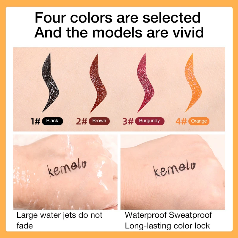 Kemelo Slim Dazzle Liquid Eyeliner Waterproof and Sweat-proof Female Beginners Four-color Optional