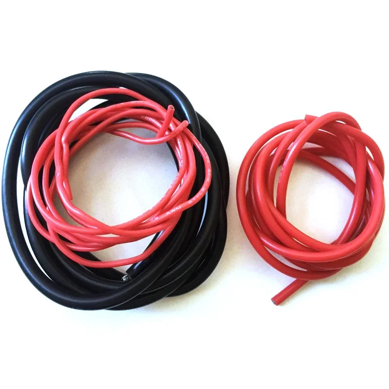 2 meter Silicon Wire 8 10 12 14 16 18 20 22AWG Heatproof Soft Silicone Silica Gel Wire Cable (1meter Red+1meter Black)