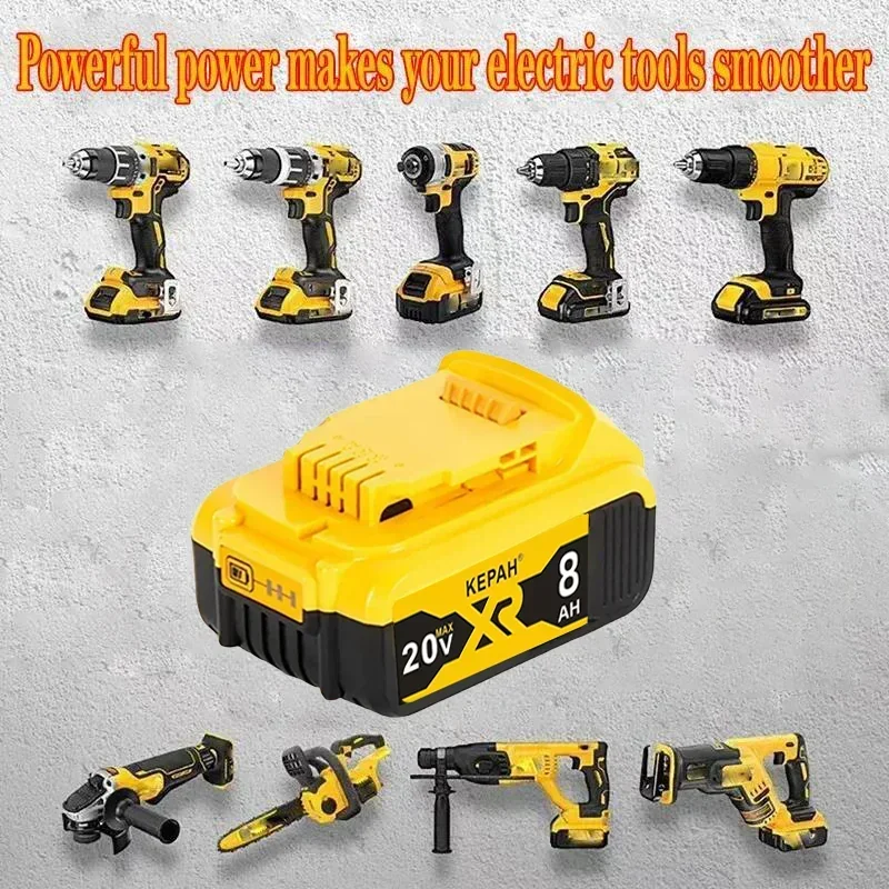 Dewalt 전동 공구용 배터리, 8000mAh, 20V, 8.0Ah, DCB206, 20V, DCB205, DCB200 DCB204-2, 신제품 100%