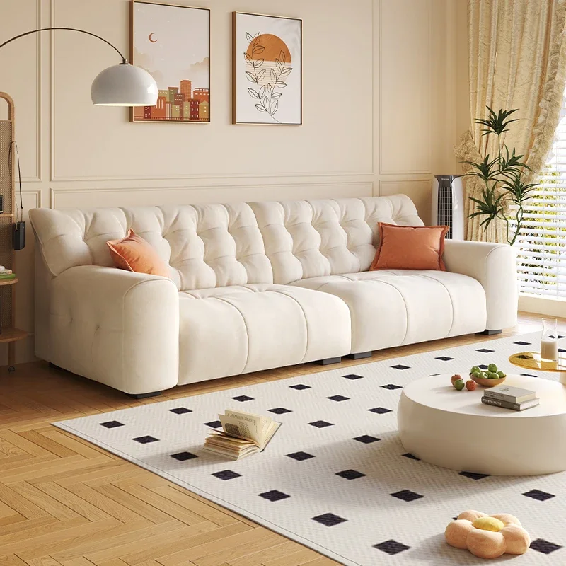 Modern White Leather Couch Light Luxury Living Room Sofas High Quality Quite Soft Velvet Fabric Sofas for Home Hotel Couches Set