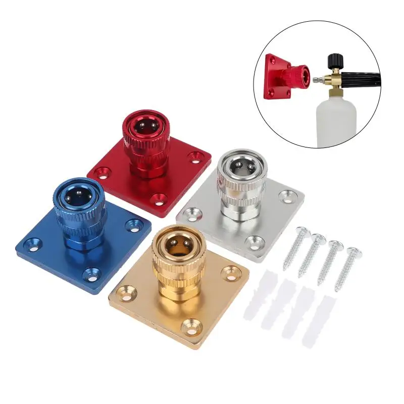 1/4 Quick Connect Foam Cannon Wall Holder Heavy Duty Aluminum Bracket Rust Resistant for Car Washing Station