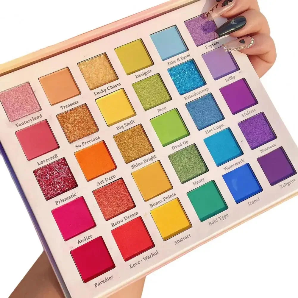 Sombra de ojos de 30 colores, maquillaje de ojos resistente al agua, sombra de ojos mate nacarado, paleta de maquillaje de arcoíris para mujer