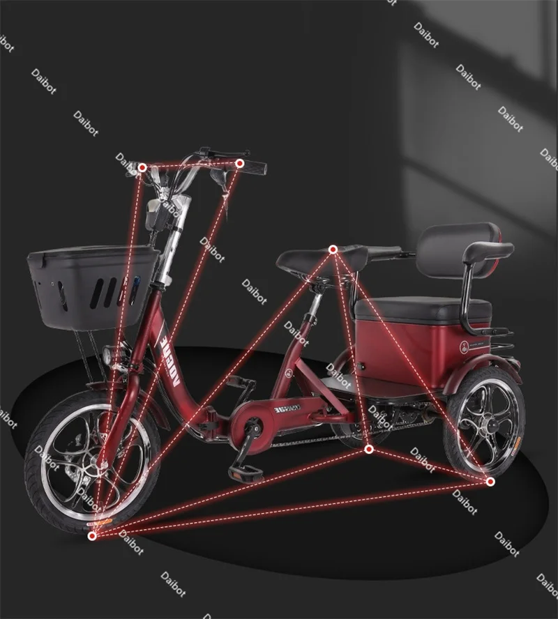 Klappbares Eltern-Kind-Elektrofahrrad Dreirad-Elektrofahrräder für Männer mit Sitz für Senioren Trike-Motorrad für Erwachsene – Detail 15
