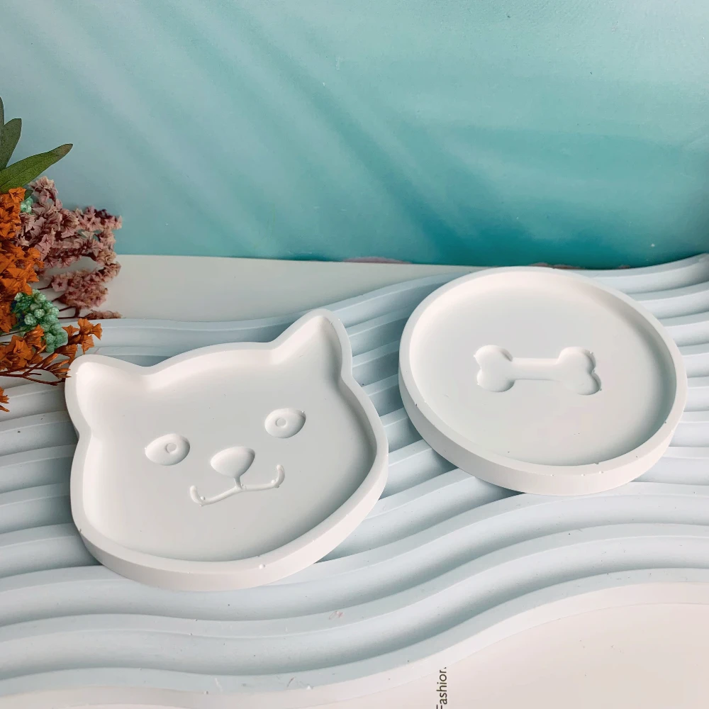 DIY niedlichen Haustier Tasse Pad Silikon form Katze Lagerung Tablett Knochen handgemachte Gips form UV Epoxidharz Untersetzer Formen Home Decoration