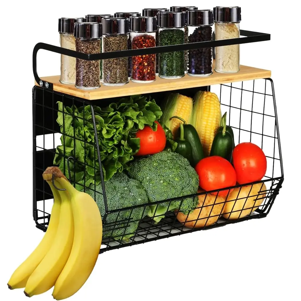 

Magnetic Shelf For Fridge With Wood Lid, Fruit Potato And Onion Storage Bins, Pantry Organizers & Storage, Large Container