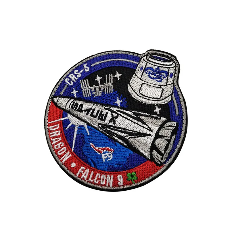 1 PCS 3D CRS Space Station Series Hook and Loop Patches Embroidered Armbands Embroidered Patches NASA Spacex CRS 8x8cm