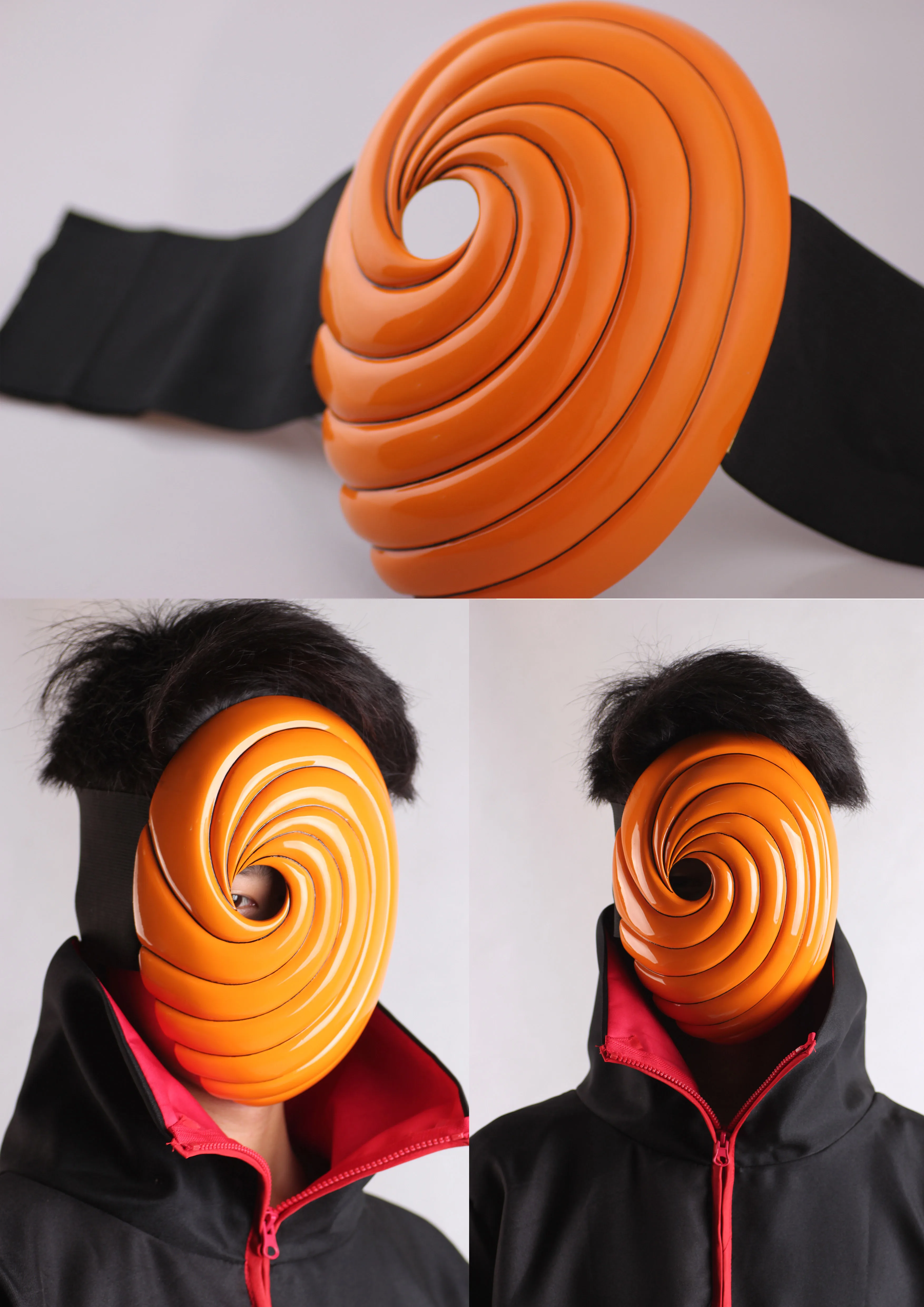 Tobi-masker met extra brede verstelbare bandjes - Obito Uchiha Akatsuki Cosplay Prop Madara Lichtgewicht