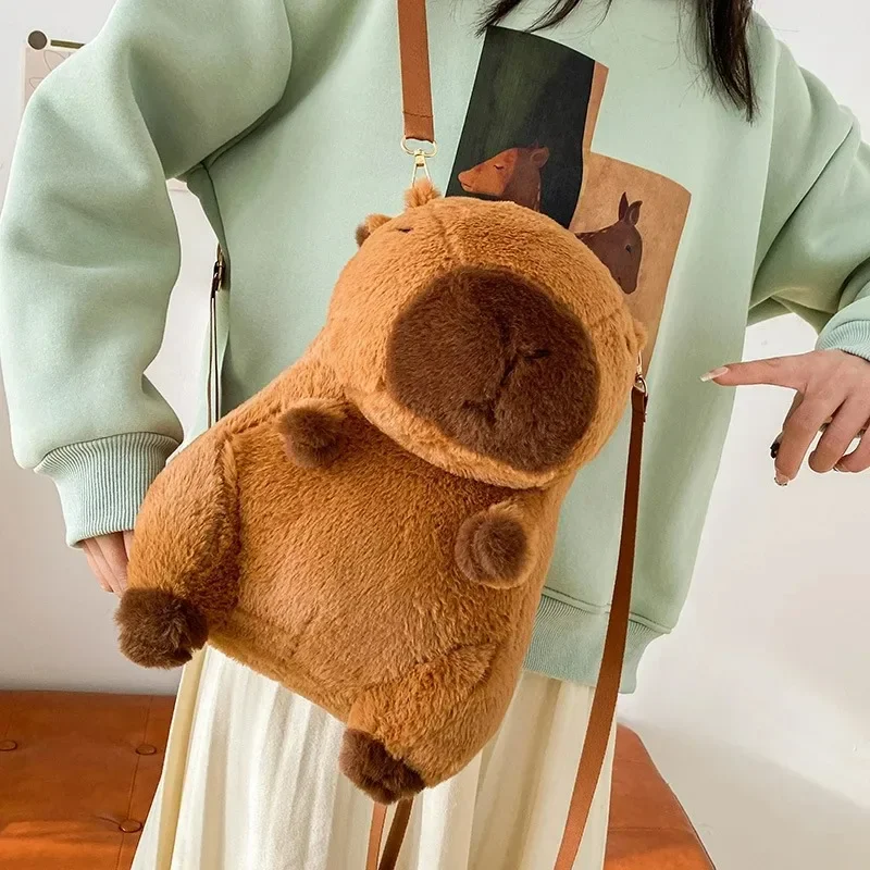 Capybara Plush Backpack Kawaii Fashion Plushie Doll Fur Bag Children\'s Bag Shoulder Bag Mini Knapsack Bags Gifts For Girlfriend